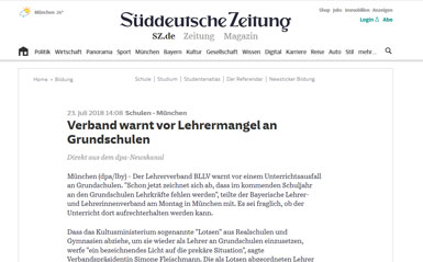 SZ über Lehrermangel