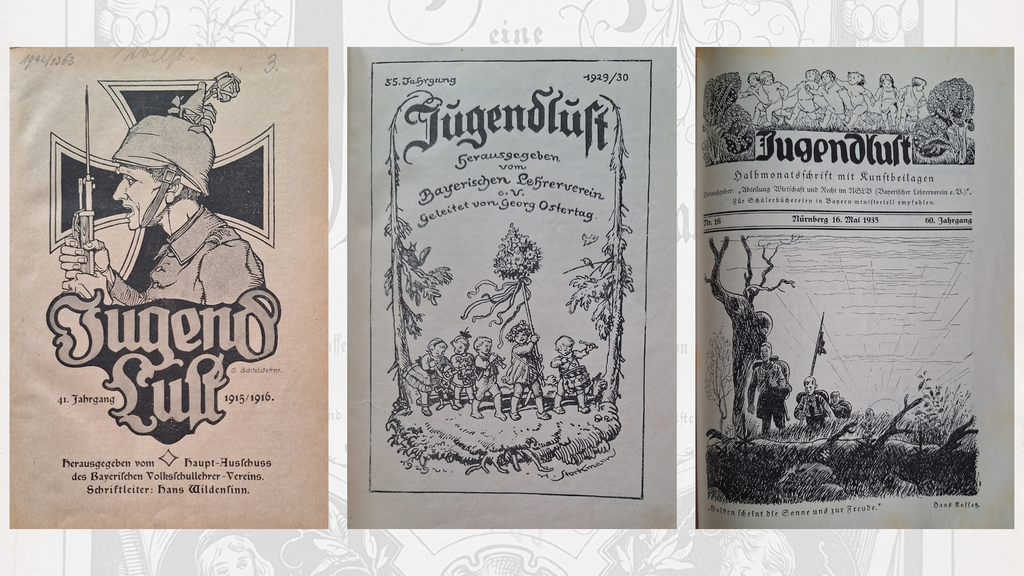 Ausgaben aus den Jahren 1915, 1929 und 1935. Zu dieser Zeit gab es leider Schriftleiter, die in der Jugendlust ein Mittel politischer Instrumentalisierung sahen.