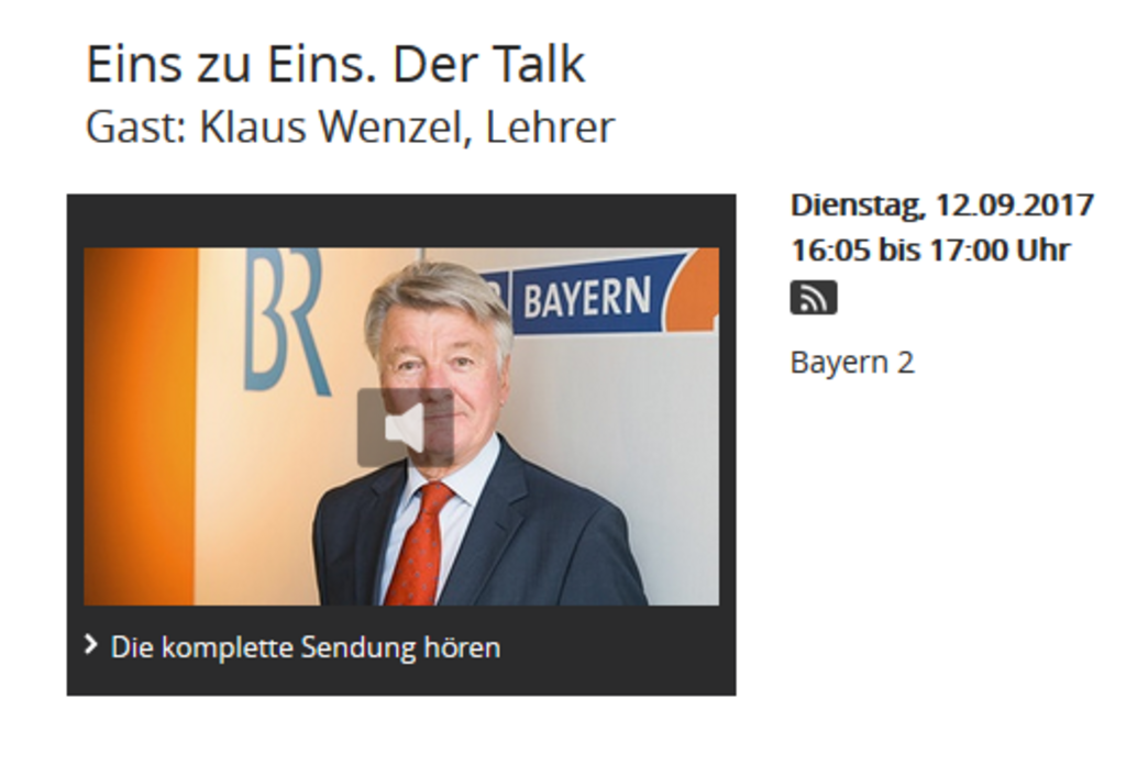 BR2_Eins zu Eins der Talk mit Klaus Wenzel BR2_Eins zu Eins der Talk mit Klaus Wenzel