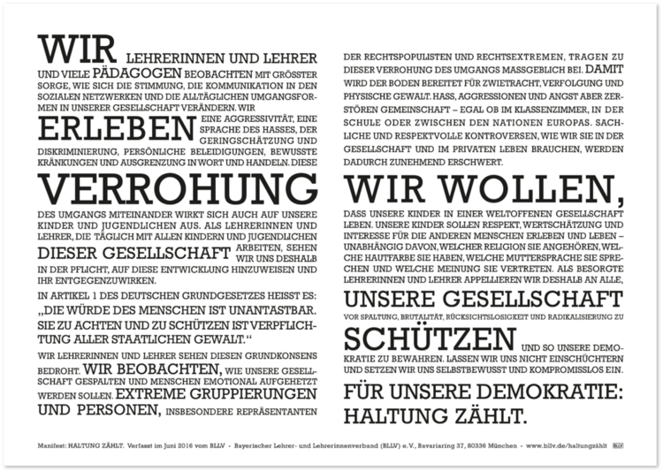 Zum Manifest HALTUNG ZÄHLT!