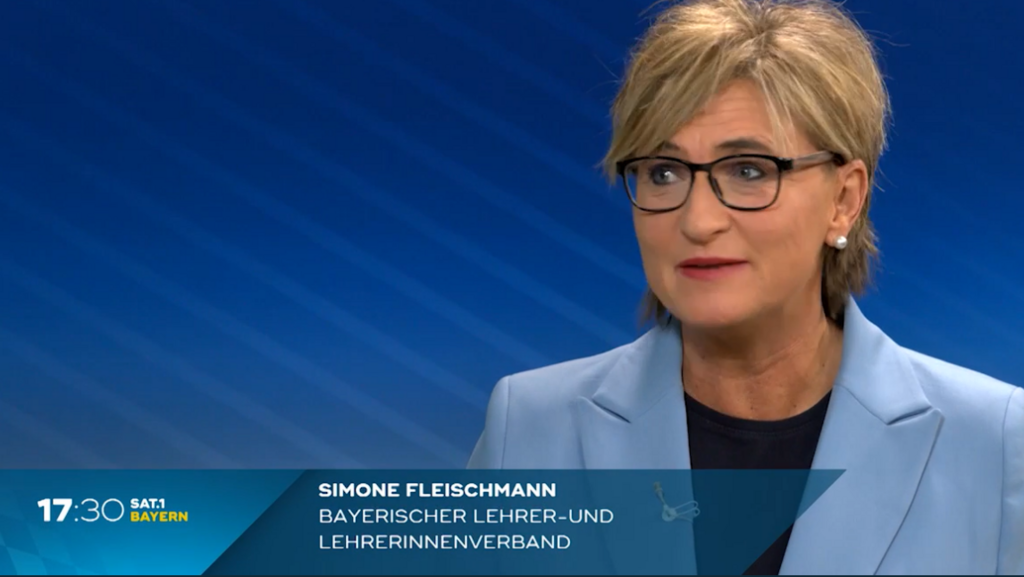 BLLV-Präsidentin Simone Fleischmann bei SAT1 Bayern