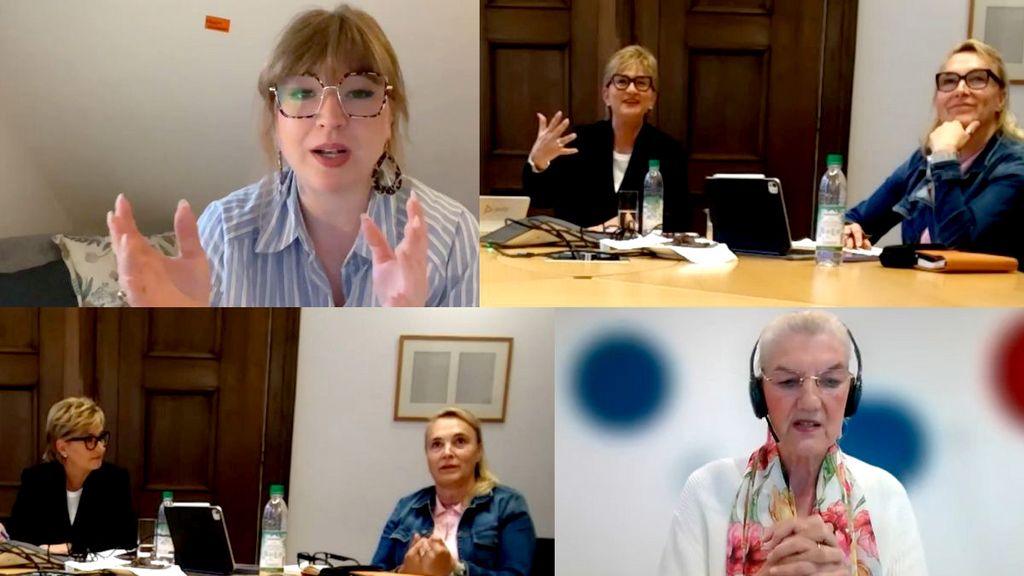 Bild: (von links oben im Uhrzeigersinn) Marie Martin (Referentin), Simone Fleischmann (BLLV-Präsidentin) und Sandra Schäfer (1. Vorsitzende des NLLV und Leiterin des BLLV-Referats 